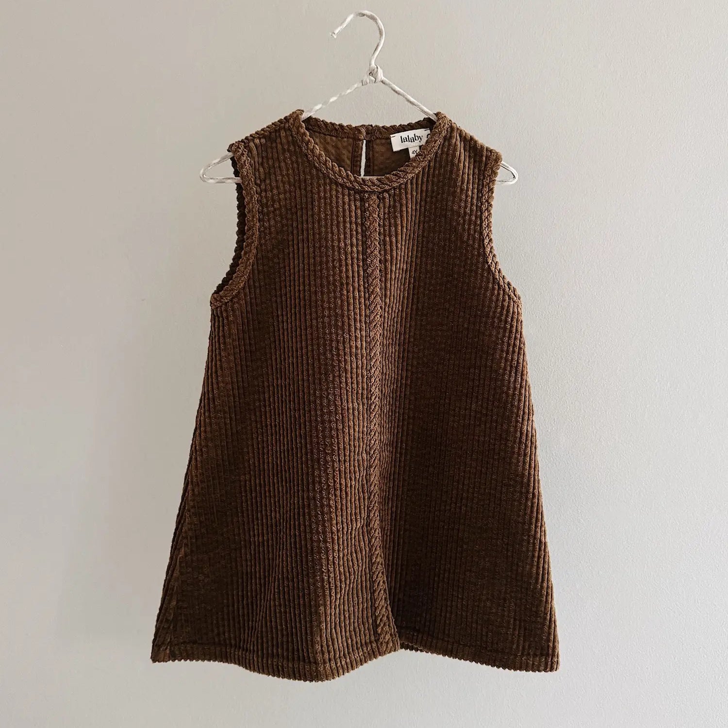 Lalaby Mumle dress for kids in cookie brown organic cotton mega cord