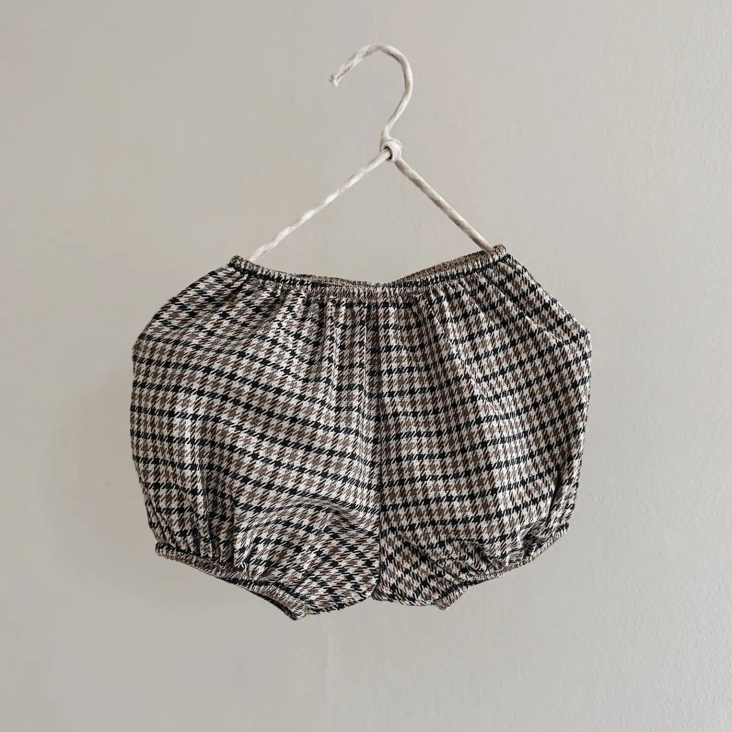 Lalaby Nelly bloomers for babies in tweedy check organic cotton