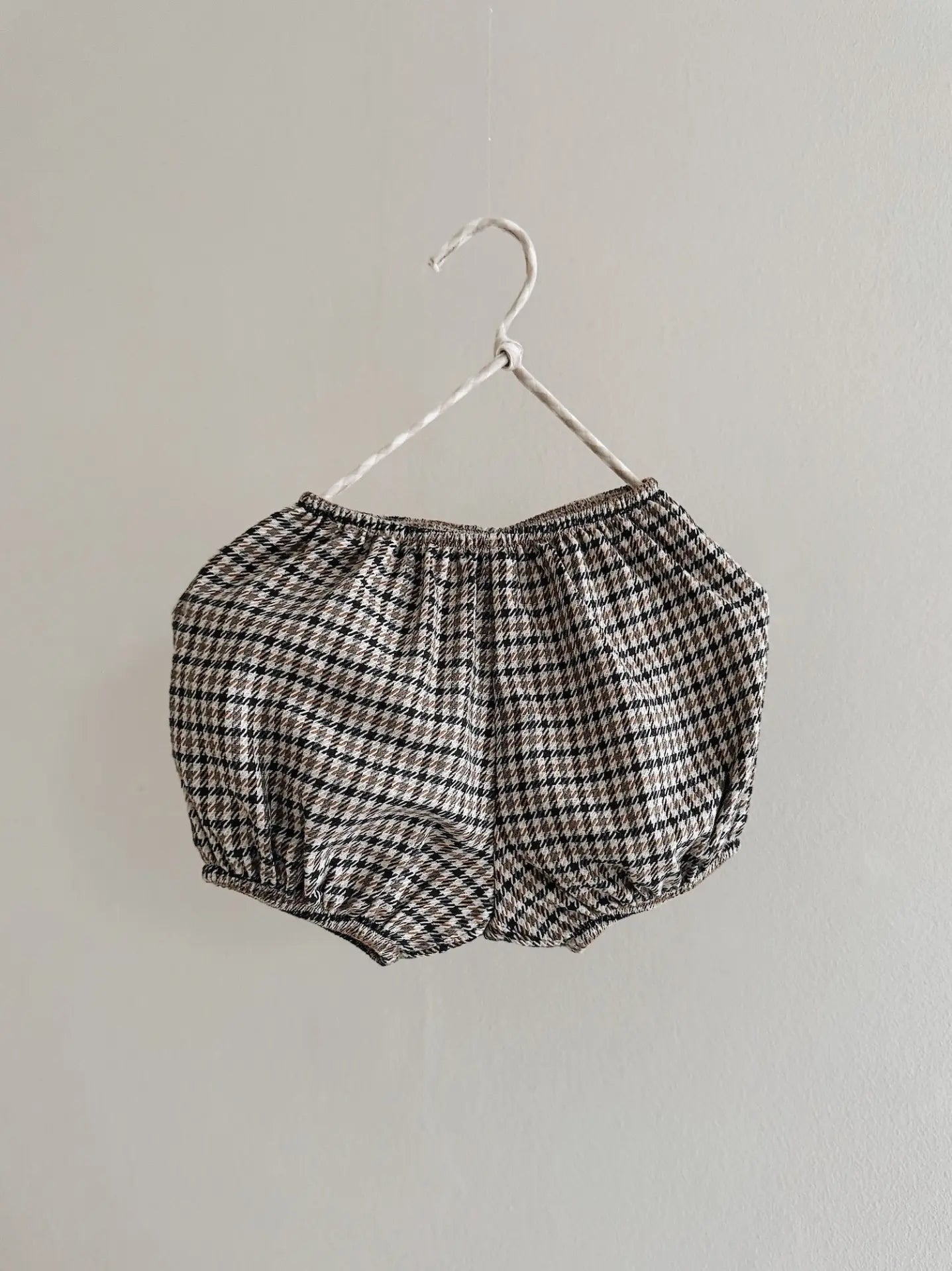 Lalaby Nelly bloomers for babies in tweedy check organic cotton