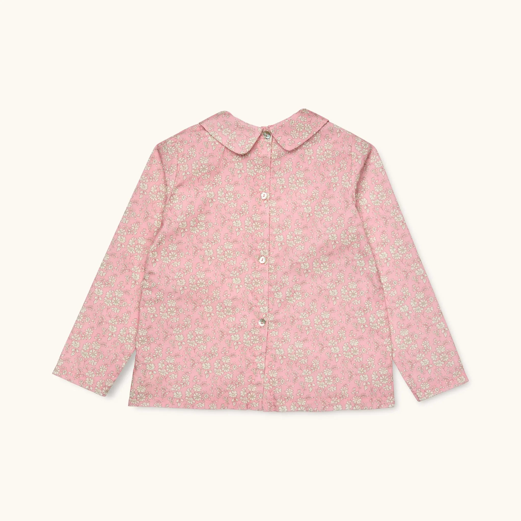 Lalaby Oya kids top in pink flower liberty cotton corduroy