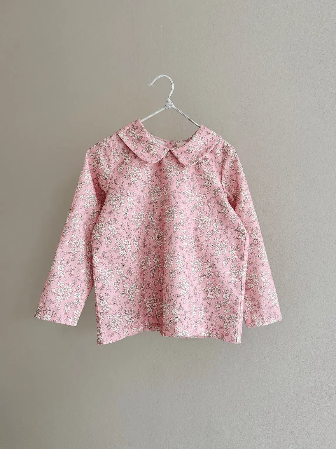 Lalaby Oya kids top in pink flower liberty cotton corduroy