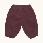 Lalaby Panda pants for babies in ruby red cotton baby cord