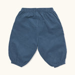 Lalaby Panda pants for babies in whale blue cotton baby cord