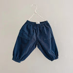Lalaby Panda pants for babies in whale blue cotton baby cord