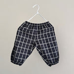Lalaby Pixi baby trousers in blue check, made from organic cotton
