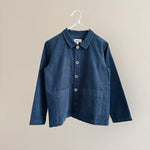 Lalaby Sam kids overshirt in whale blue cotton baby cord