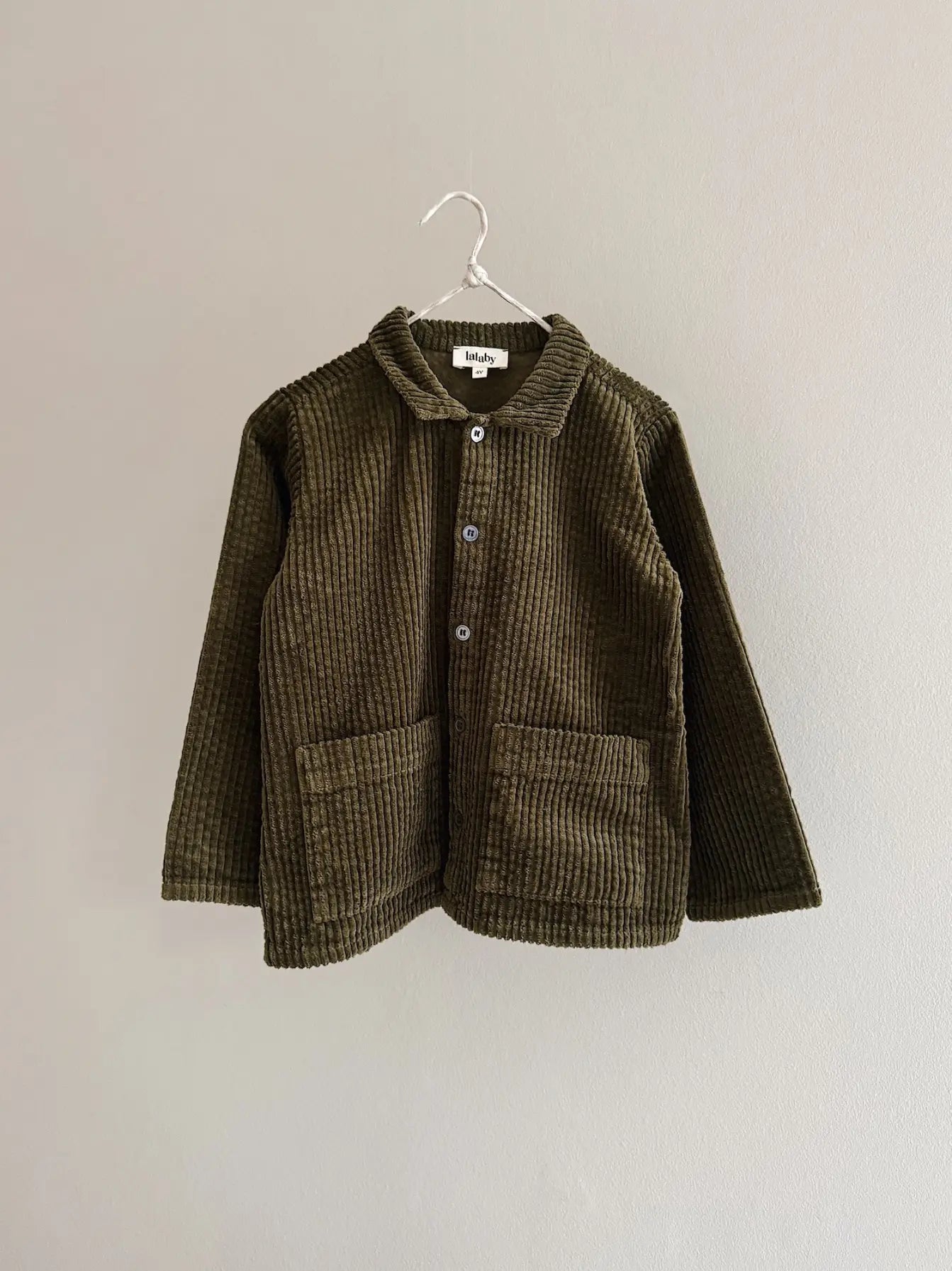 Lalaby Samson kids overshirt in forest green organic cotton mega cord