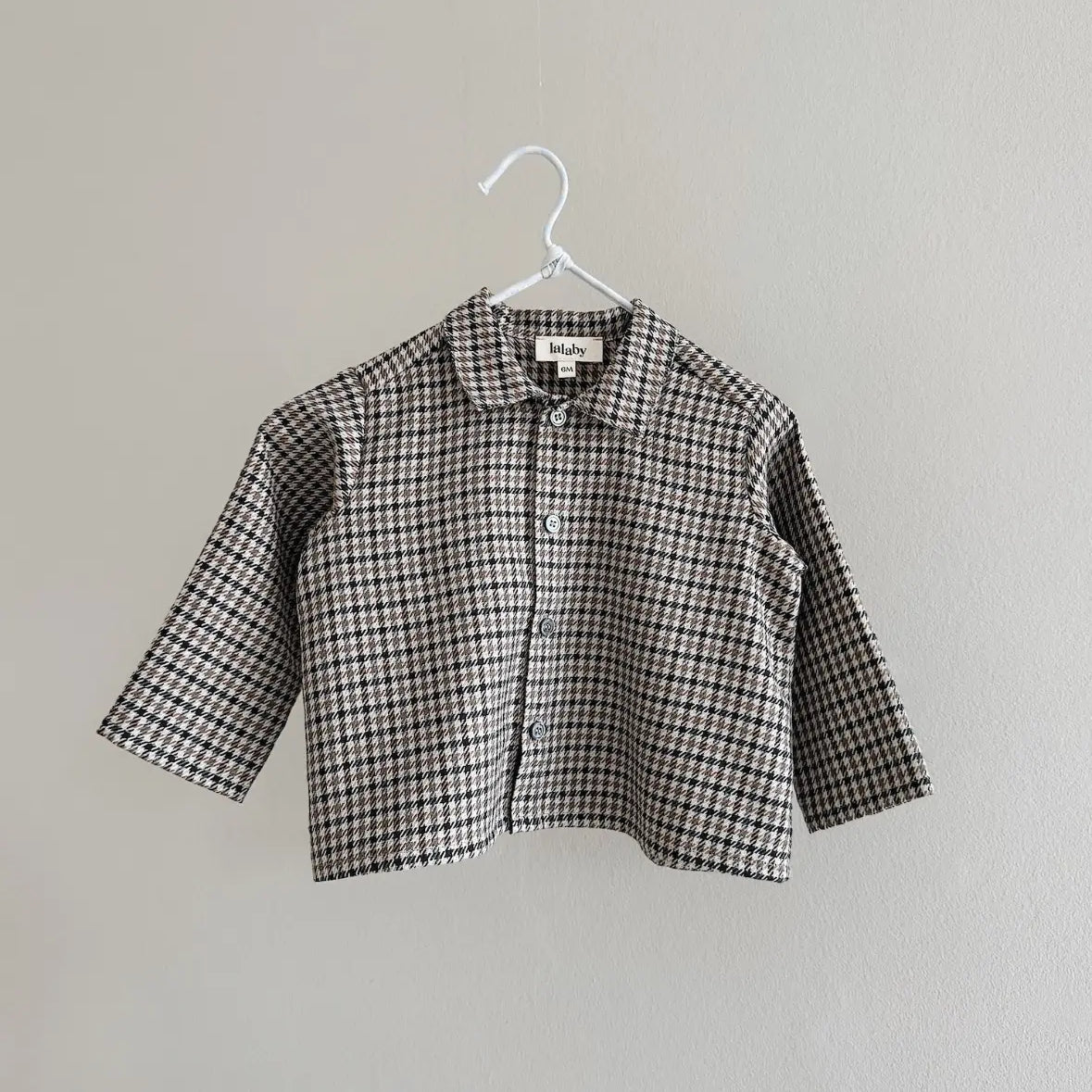 Lalaby Saxo baby shirt in tweedy check organic cotton
