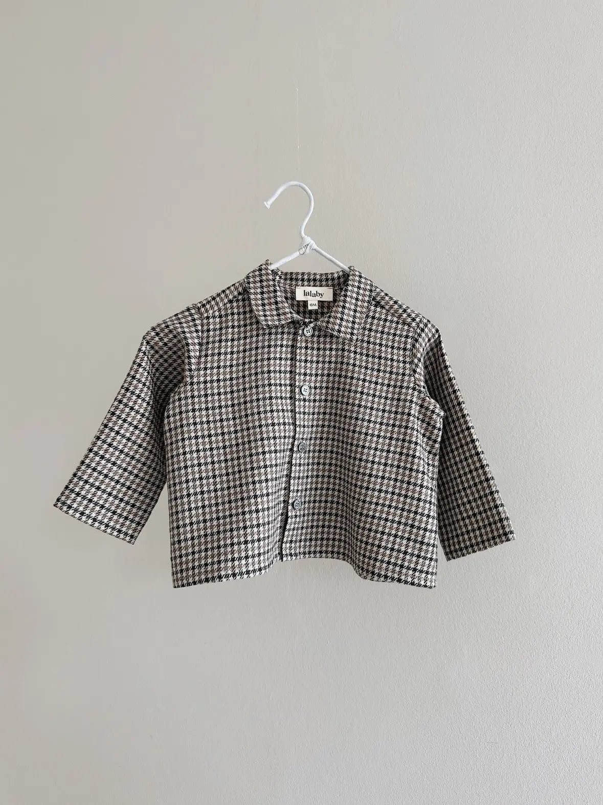 Lalaby Saxo baby shirt in tweedy check organic cotton