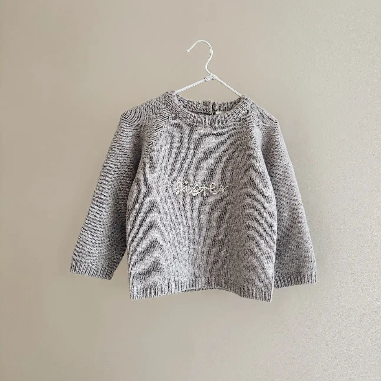 Lalaby Sister sweater for kids in a grey baby wool, yak and cashnere blend