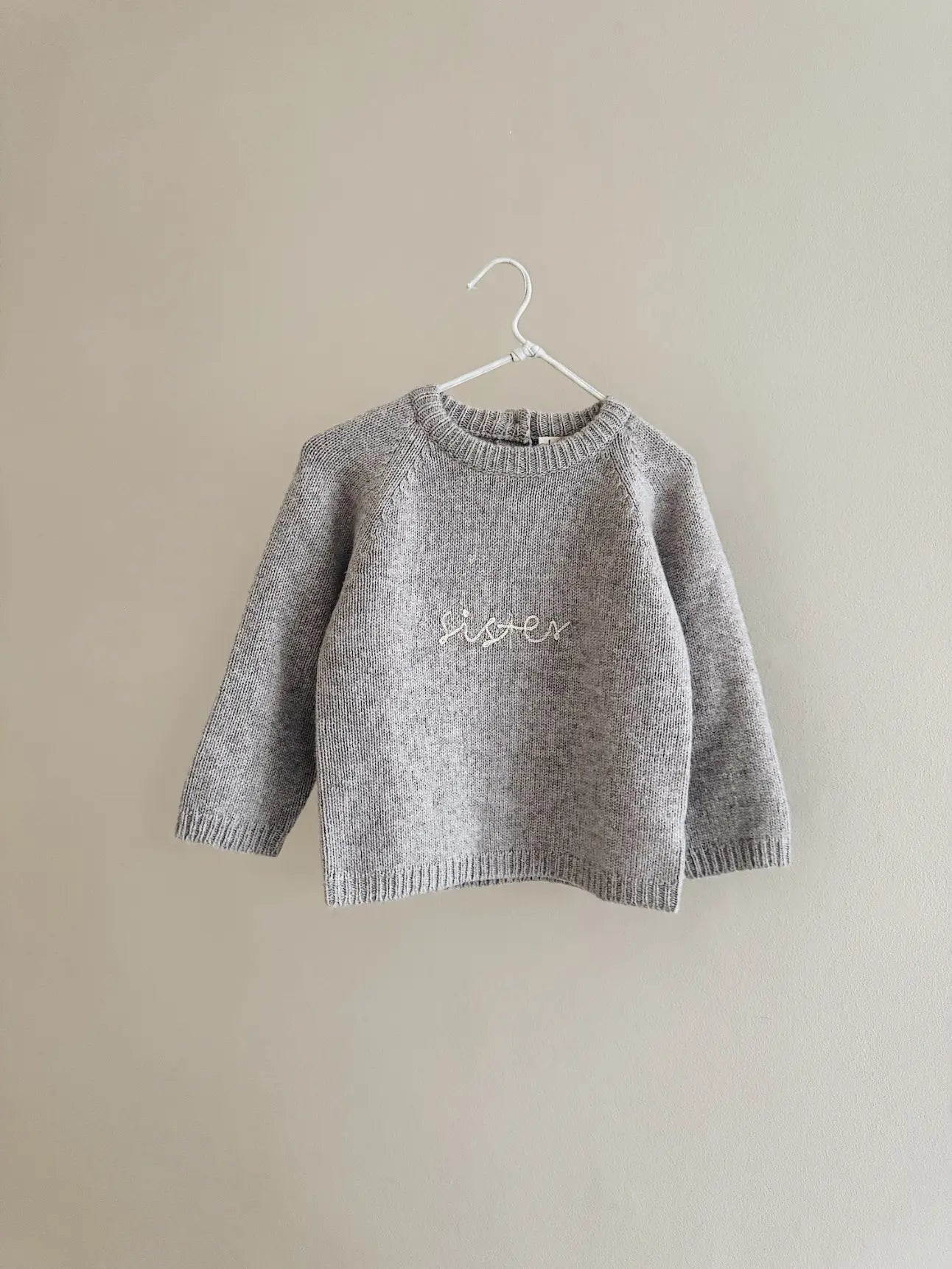 Lalaby Sister sweater for kids in a grey baby wool, yak and cashnere blend