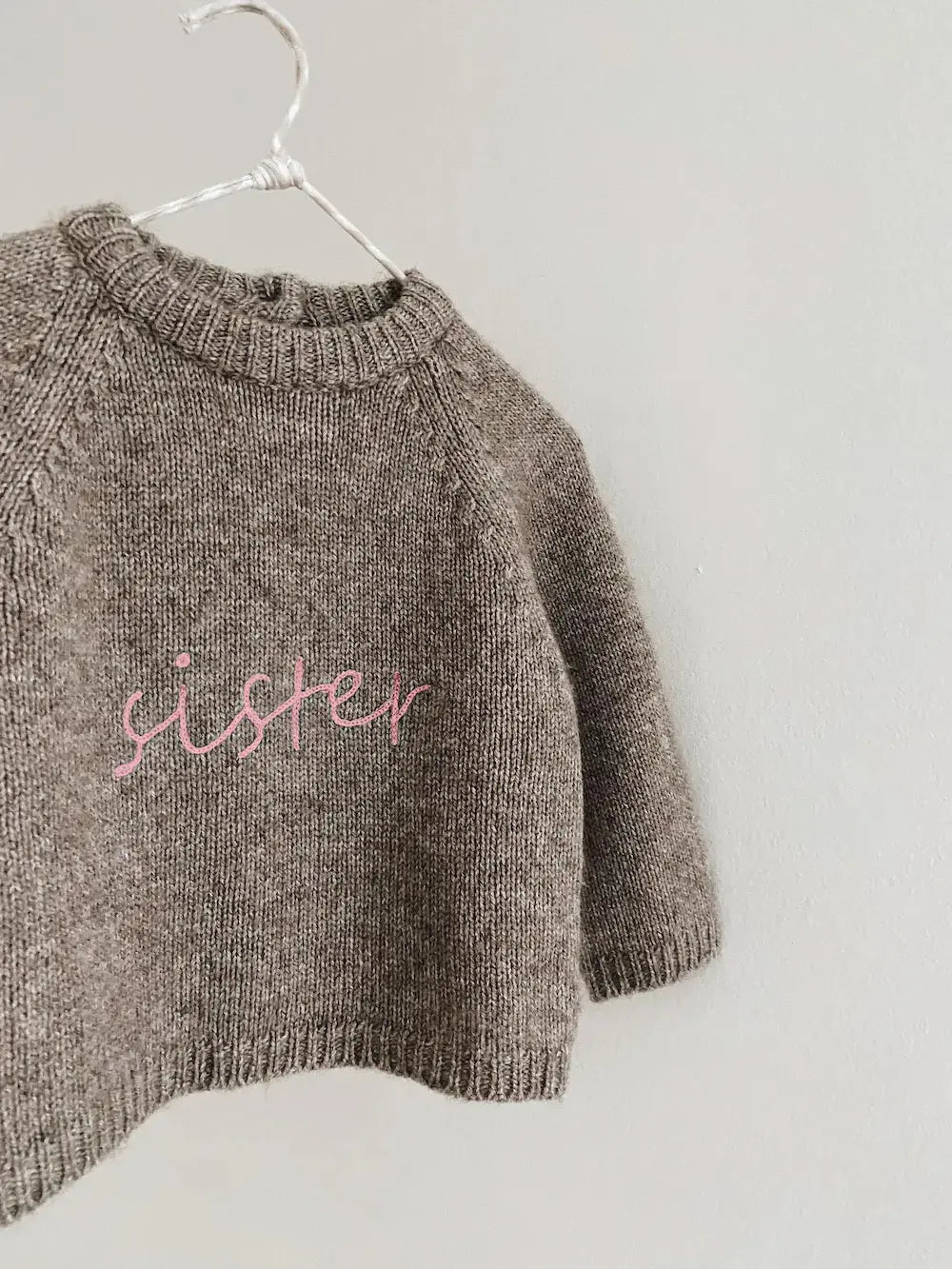 Lalaby Sister kids sweater in a millet brown baby wool, yak and cashmere blend