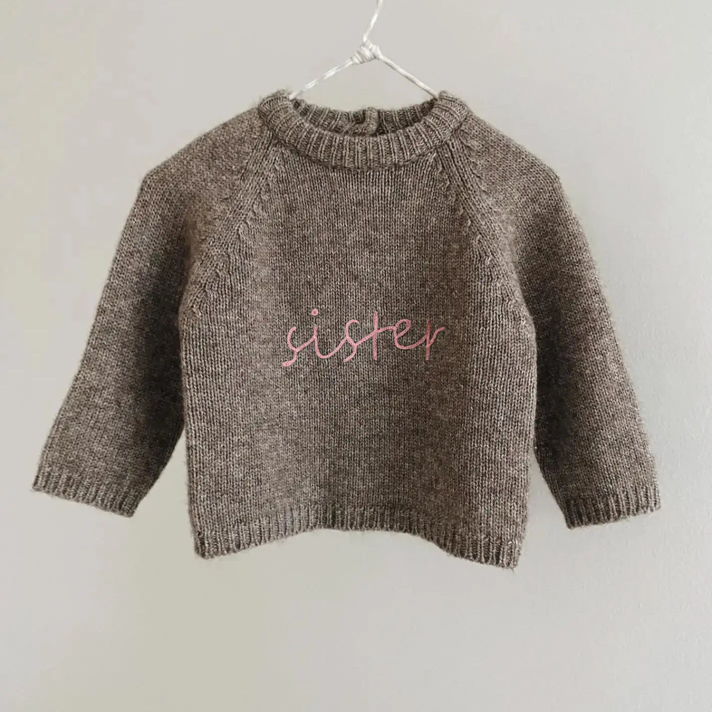 Lalaby Sister kids sweater in a millet brown baby wool, yak and cashmere blend