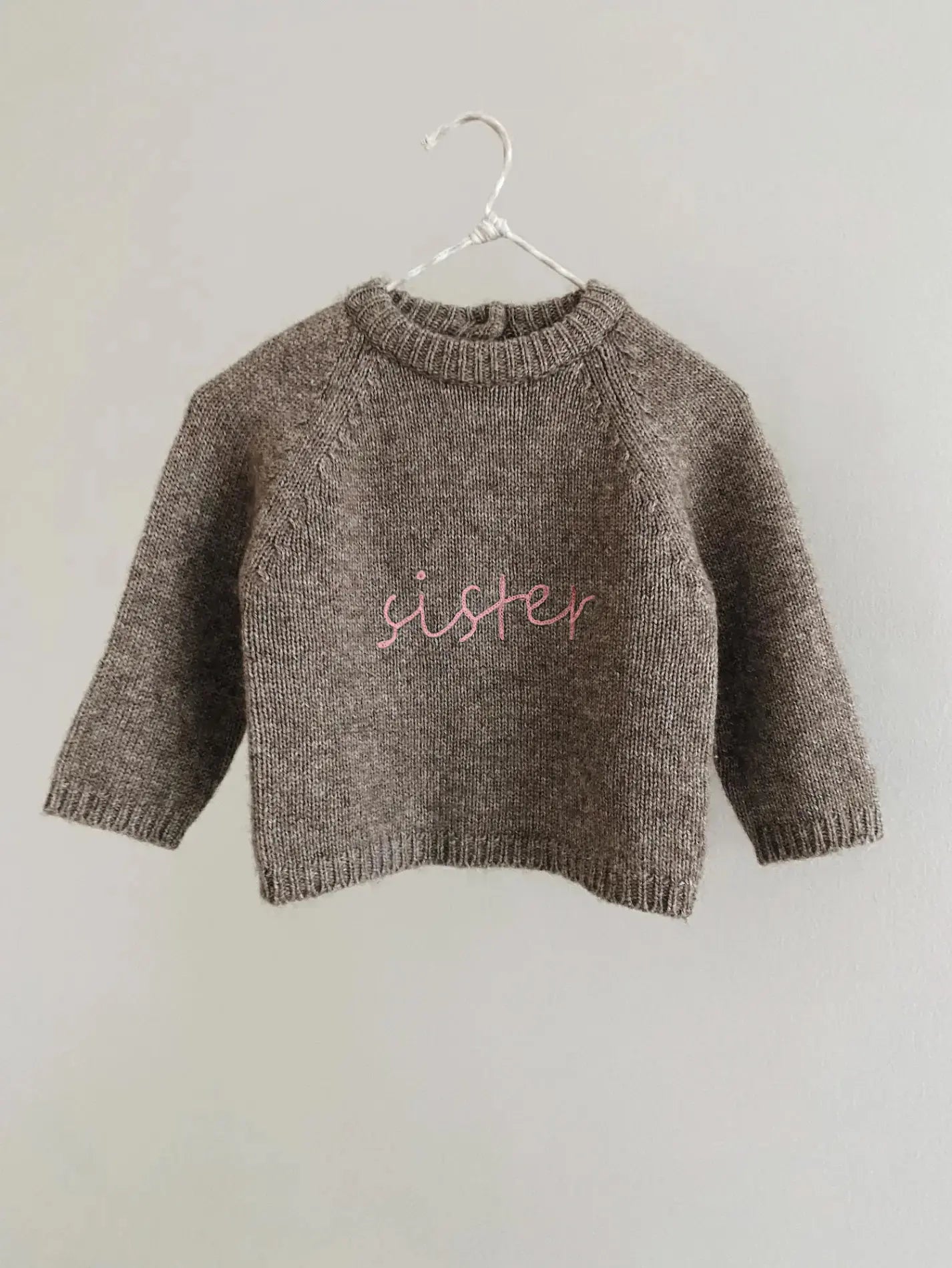 Lalaby Sister kids sweater in a millet brown baby wool, yak and cashmere blend