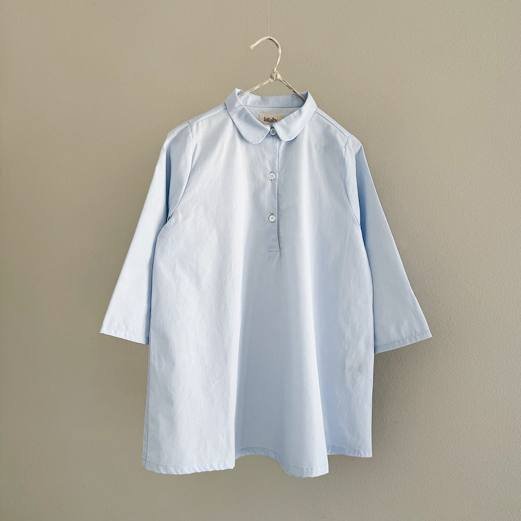 A light summer pj dress in sky blue, from Lalaby, made from organic cotton
