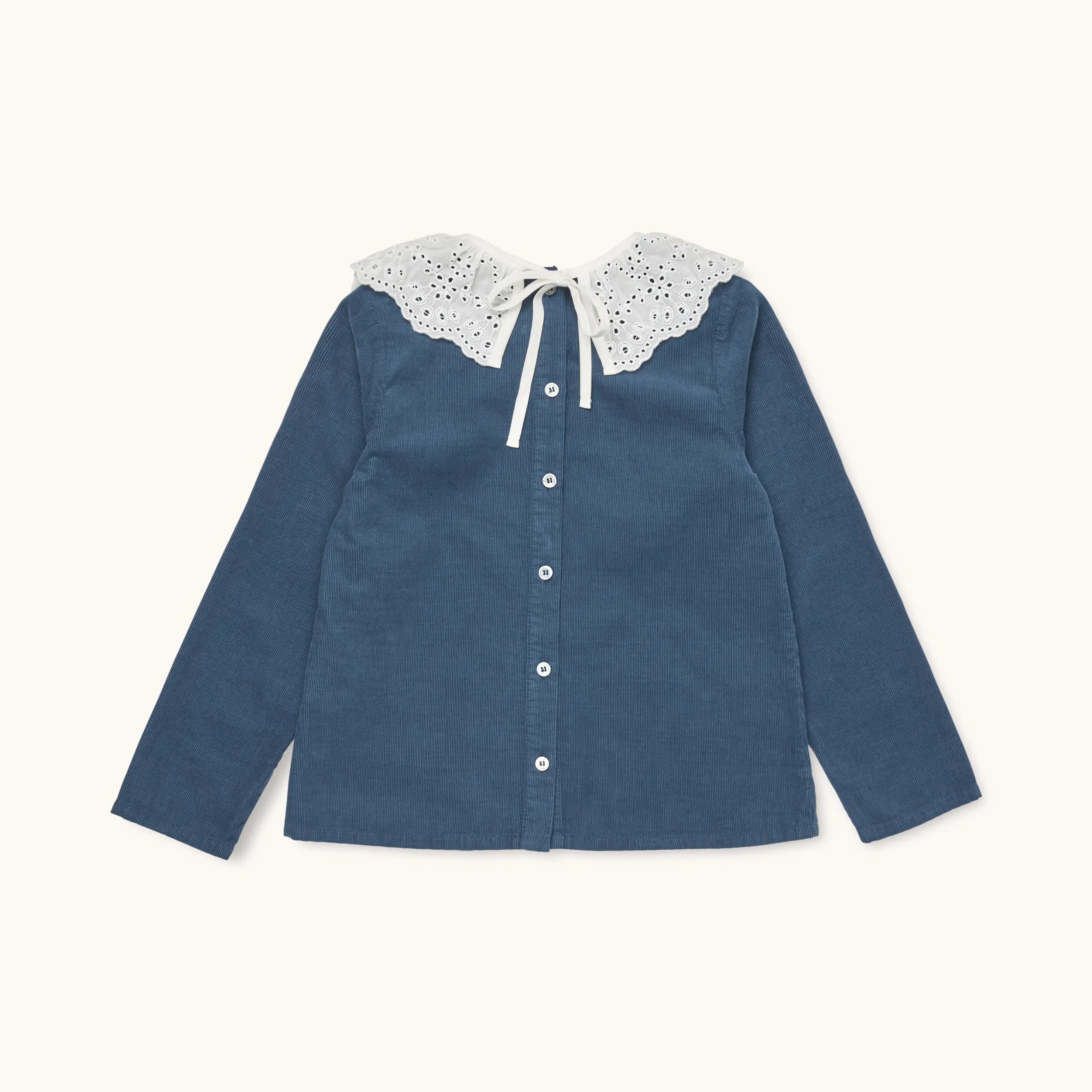 Lalaby Thea kids top in whale blue cotton baby cord