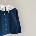 Lalaby Thea kids top in whale blue cotton baby cord