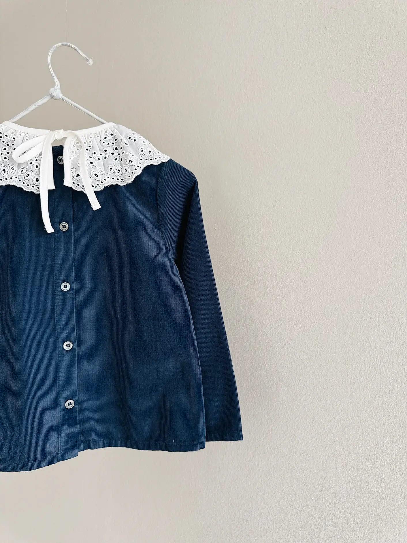 Lalaby Thea kids top in whale blue cotton baby cord