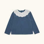 Lalaby Thea kids top in whale blue cotton baby cord