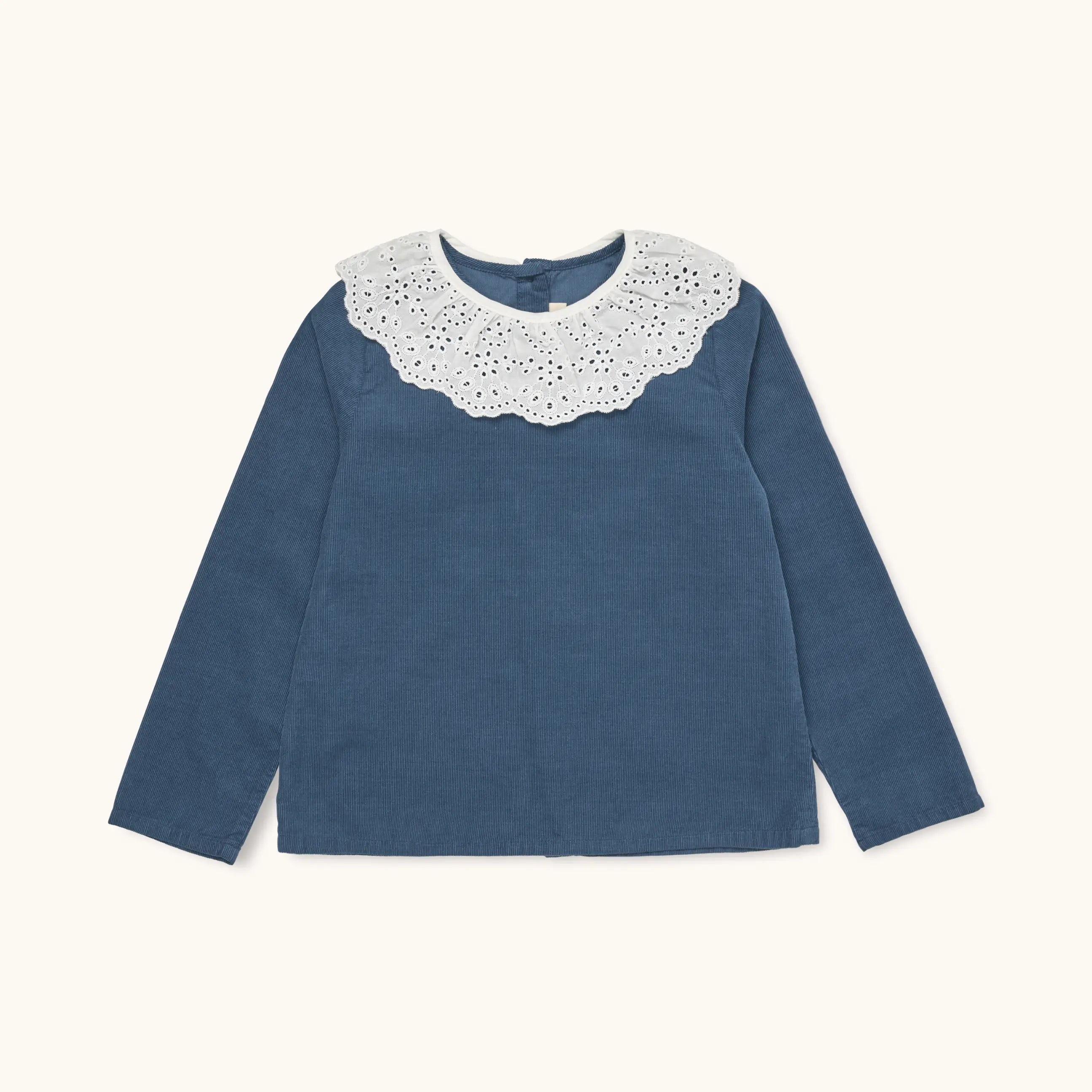Lalaby Thea kids top in whale blue cotton baby cord