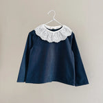 Lalaby Thea kids top in whale blue cotton baby cord