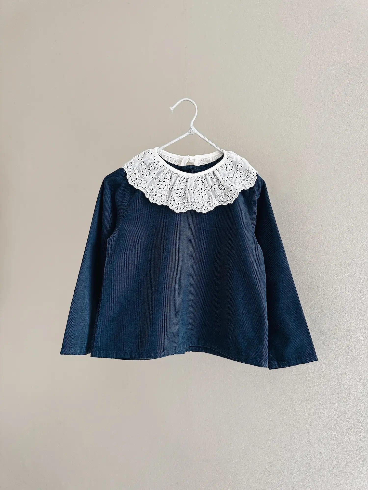 Lalaby Thea kids top in whale blue cotton baby cord