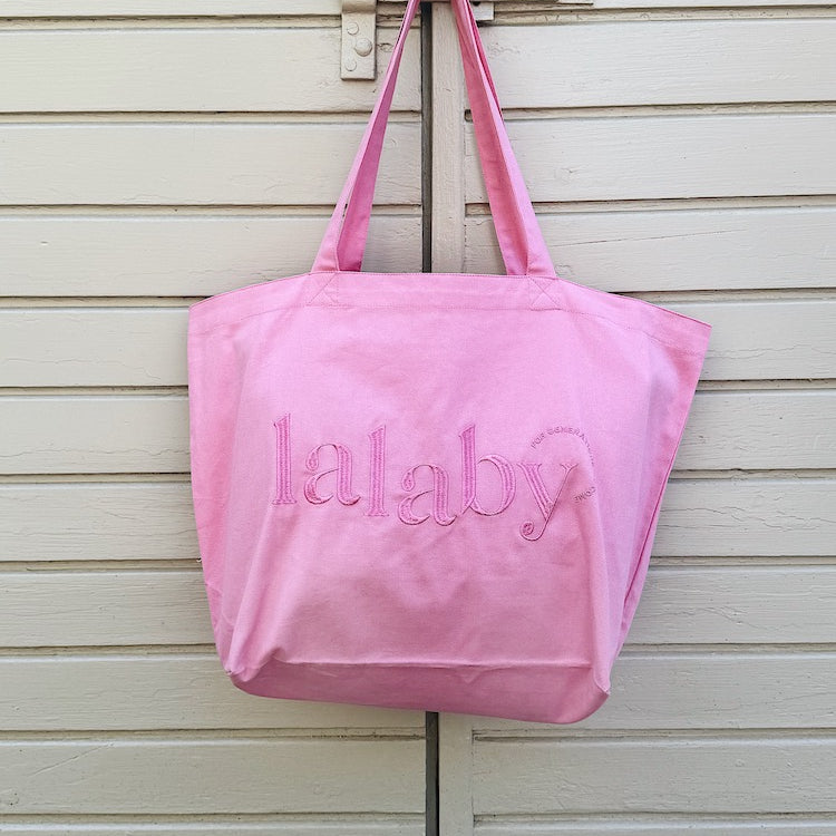 Lalaby Toto tote bag in a sorbet pink organic cotton, for everyday use