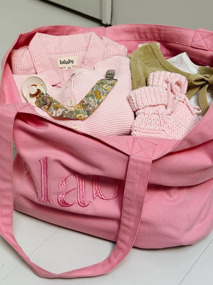 Lalaby Toto tote bag in a sorbet pink color, made from organic cotton, for everyday use