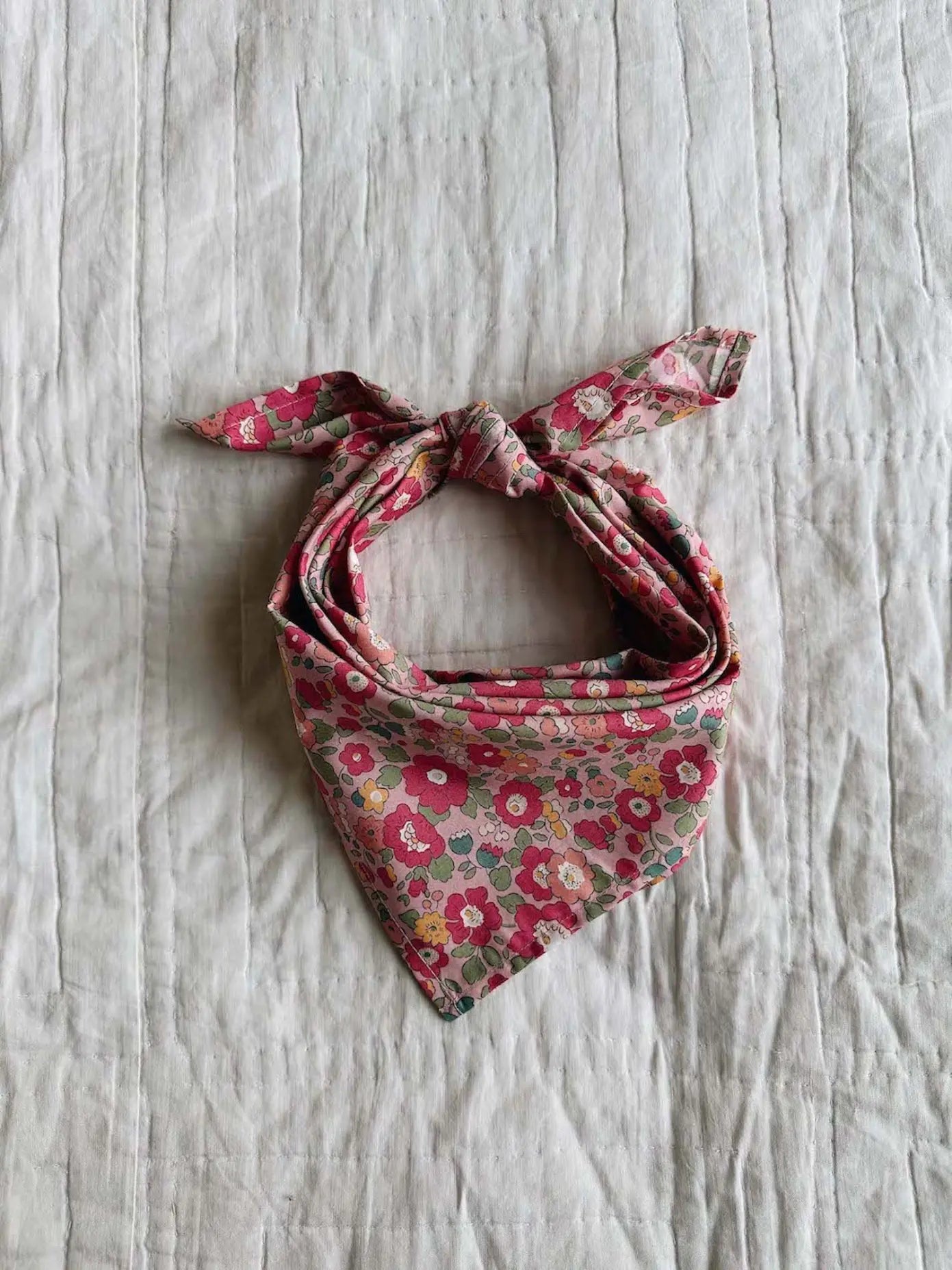 Lalaby Vera scarf for kids and adults in berry betsy pink liberty organic cotton