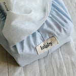 Lalaby wet wipe cover in a sky blue color, made from 100% organic cotton