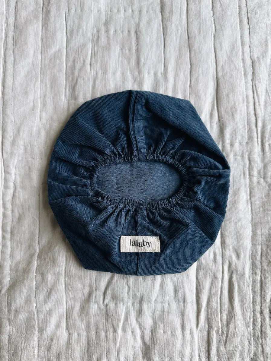 Lalaby wet wipe cover in whale blue cotton baby cord