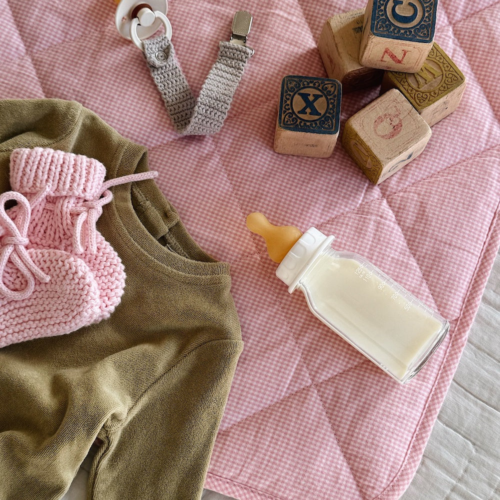 Lalaby - Quilted baby blanket tiny check pink
