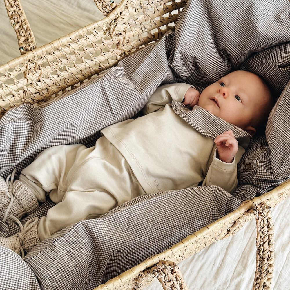 Lalaby - Classic baby bedding tiny check brown